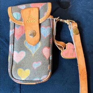 Dooney & Bourke Pink Heart Keychain/old phone case.
